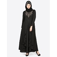 Designer Embroidered abaya- Black and Grey